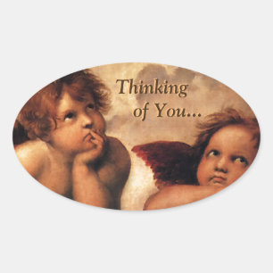 Sixtijnse Madonna denkt aan jou... Ovale Sticker