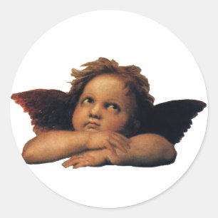 Sixtijnse Madonna, engelen detail van Raphael Sanz Ronde Sticker