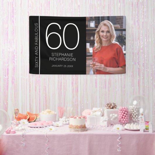 Sixty and Fabulous 60th Birthday Photo Poster Spandoek (Feest)