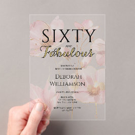 Sixty and Fabulous Black Pink 60th Birthday Party Acryl Uitnodigingen