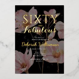 Sixty and Fabulous Black Pink 60th Birthday Party Folie Uitnodiging