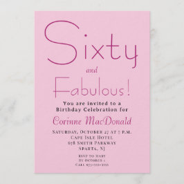 Sixty and Fabulous Blush Pink 60th Birthday Party Kaart