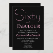 Sixty and Fabulous Blush Pink 60th Birthday Party Kaart (Voorkant / Achterkant)