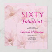 Sixty and Fabulous Blush Pink Floral 60th Birthday Kaart (Voorkant / Achterkant)