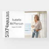 Sixty and Fabulous Bold Black Photo 60th Party Spandoek (Horizontaal)