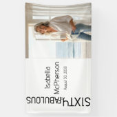Sixty and Fabulous Bold Black Photo 60th Party Spandoek (Verticaal)