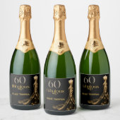 Sixty and Fabulous Gold Dress Black 60th Birthday Sparkling Wijnetiket (Flessen)