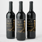 Sixty and Fabulous Gold Dress Black 60th Birthday Wijn Etiket (Flessen)