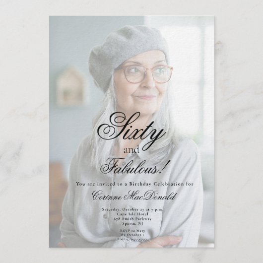 Sixty and Fabulous Photo 60th Birthday Party Kaart (Voorkant)