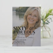 Sixty and Fabulous Photo 60th Birthday Party Kaart (Staand voorkant)