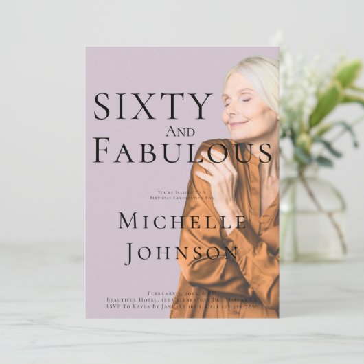 Sixty and Fabulous Photo 60th Birthday Party Kaart (Staand voorkant)