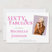 Sixty and Fabulous Photo 60th Birthday Party Kaart (Voorkant)