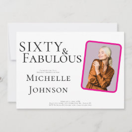 Sixty and Fabulous Photo 60th Birthday Party Kaart