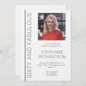 Sixty and Fabulous Photo 60th Birthday Party Kaart (Voorkant / Achterkant)