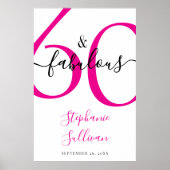 Sixty and Fabulous Pink 60th Birthday Party Poster (Voorkant)