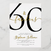Sixty and Fabulous Script 60th Birthday Party Folie Uitnodiging (Voorkant)