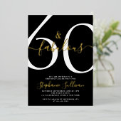 Sixty and Fabulous Script 60th Birthday Party Folie Uitnodiging (Staand Voorkant)