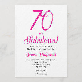 Sixty and Fabulous Script Pink 70th Birthday Party Kaart