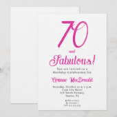 Sixty and Fabulous Script Pink 70th Birthday Party Kaart (Voorkant / Achterkant)