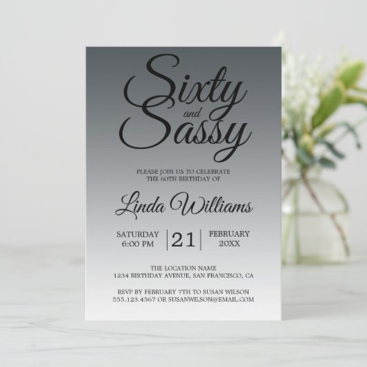 Sixty and Sassy Charcoal Black 60th Birthday Kaart (Staand voorkant)