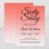 Sixty and Sassy Coral Ombre 60th Birthday Kaart (Voorkant / Achterkant)