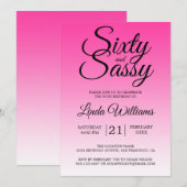 Sixty and Sassy Hot Pink Ombre 60th Birthday Kaart (Voorkant / Achterkant)