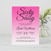 Sixty and Sassy Hot Pink Ombre 60th Birthday Kaart (Staand voorkant)