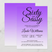 Sixty and Sassy Purple Ombre 60th Birthday Kaart (Voorkant / Achterkant)