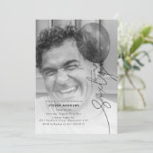 Sixty Balloon String | Photo 60th Birthday Party Kaart (Staand voorkant)