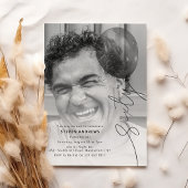 Sixty Balloon String | Photo 60th Birthday Party Kaart