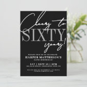 Sixty Black 60th Birthday Party Kaart (Staand voorkant)