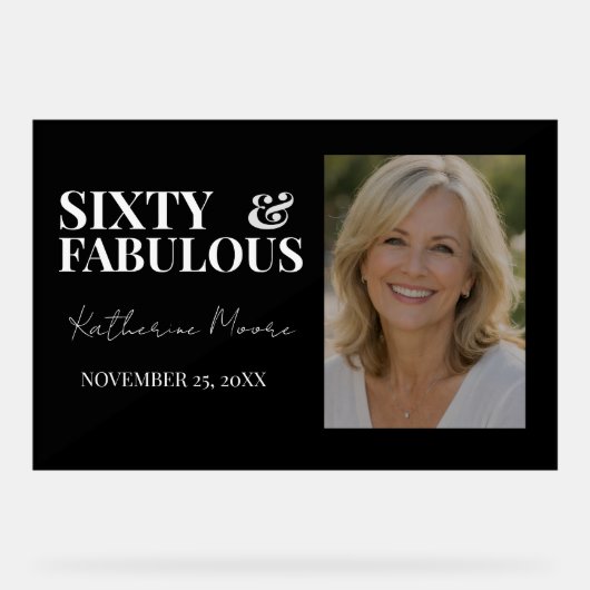 Sixty & Fabulous Acryl Bord (Voorkant)