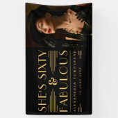 Sixty & Fabulous Art Deco Photo 60th Birthday Spandoek (Verticaal)