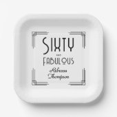 Sixty Fabulous Black White Art Deco 60th Birthday Papieren Bordje (Voorkant)