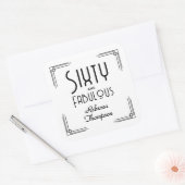 Sixty Fabulous Black White Art Deco 60th Birthday Vierkante Sticker (Envelop)