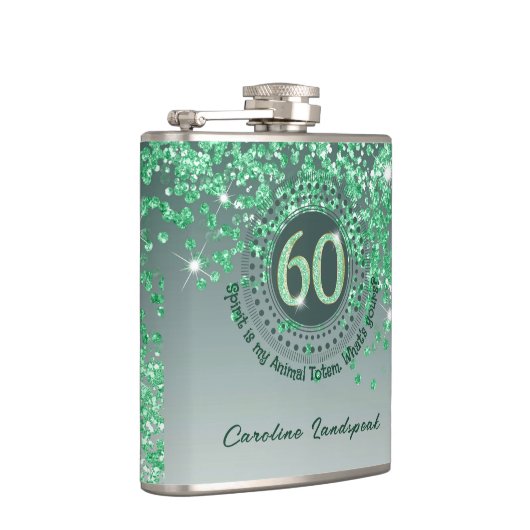 Sixty & Green Glitter & Drink Quote Heupfles (Rechts)