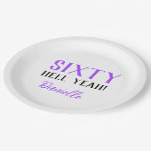 Sixty Hell ja! Grappige Paarse 60ste verjaardag Papieren Bordje (Gekanteld)