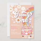 Sixty is een Vibe Pink Daisy Rainbow 60ste verjaar Kaart (Voorkant)