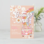 Sixty is een Vibe Pink Daisy Rainbow 60ste verjaar Kaart (Staand voorkant)
