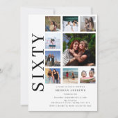 Sixty Photo Collage 60th Birthday Party Kaart (Voorkant)