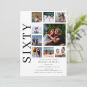 Sixty Photo Collage 60th Birthday Party Kaart (Staand voorkant)