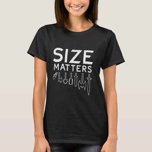 Size Matters Wapen Ridder Middeleeuwse steekspel R T-shirt (Voorkant)