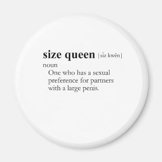 SIZE QUEEN (definitie) Magneet (Voorkant)