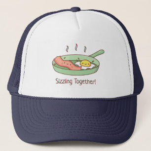 Sizzelen Samen, Gebakken Ei en Bacon Puns Trucker Pet