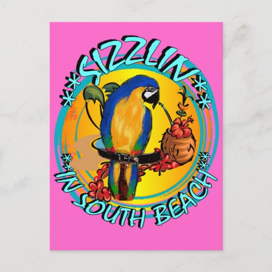 SIZZELENDE PAPEGAAIEN BRIEFKAART (Voorkant)