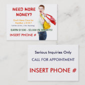 Sizzle Card - Meer geld nodig? Visitekaartje (Voorkant / Achterkant)