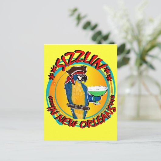 SIZZLIN PARROTS BRIEFKAART (Staand voorkant)