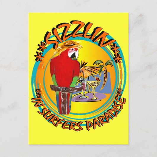SIZZLIN PARROTS BRIEFKAART (Voorkant)