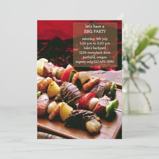 Sizzling BBQ Party uitnodiging (Staand voorkant)