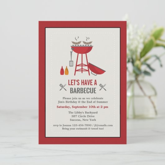 Sizzling BBQ Uitnodiging (Staand voorkant)